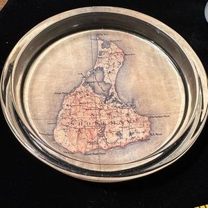 Handcrafted decopauge Block Island ring dish/coin dish/jewelry dish. Glass